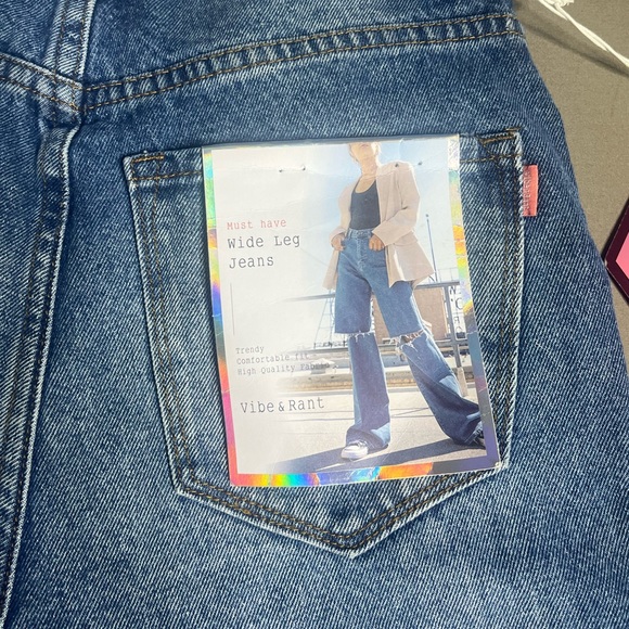 Vibe & Rant Denim High Rise Ripped Wide Leg Flare Jeans - Picture 8 of 16